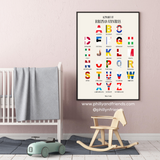 Affiche de l'alphabet des pays africains pour les enfants avec des extraits de drapeau | Décoration de chambre d'enfant éducative et diversifiée.