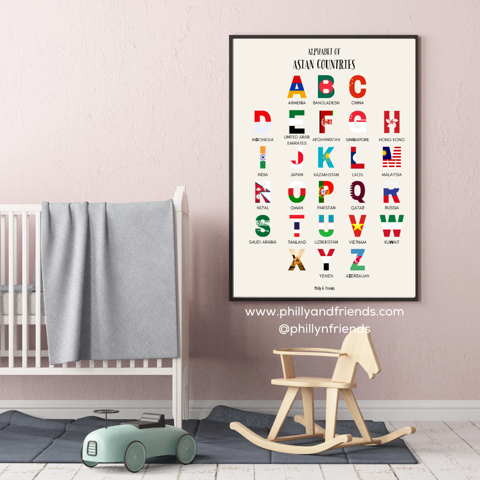 Discover Asia: Alphabet Poster for Kids | Asian Flags & Letters ...