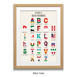 Asian Countries Alphabet Poster for Kids with Flag Snippets