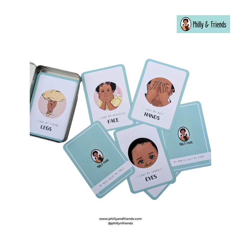 Body Parts Flashcards in a Tin Box (24 Illustrated Cards)