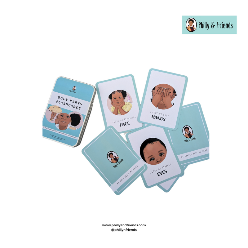 Body Parts Flashcards in a Tin Box (24 Illustrated Cards)