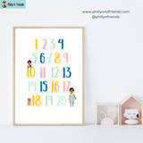 Numbers Poster with Philly & Friends | Educational Prints EYFS