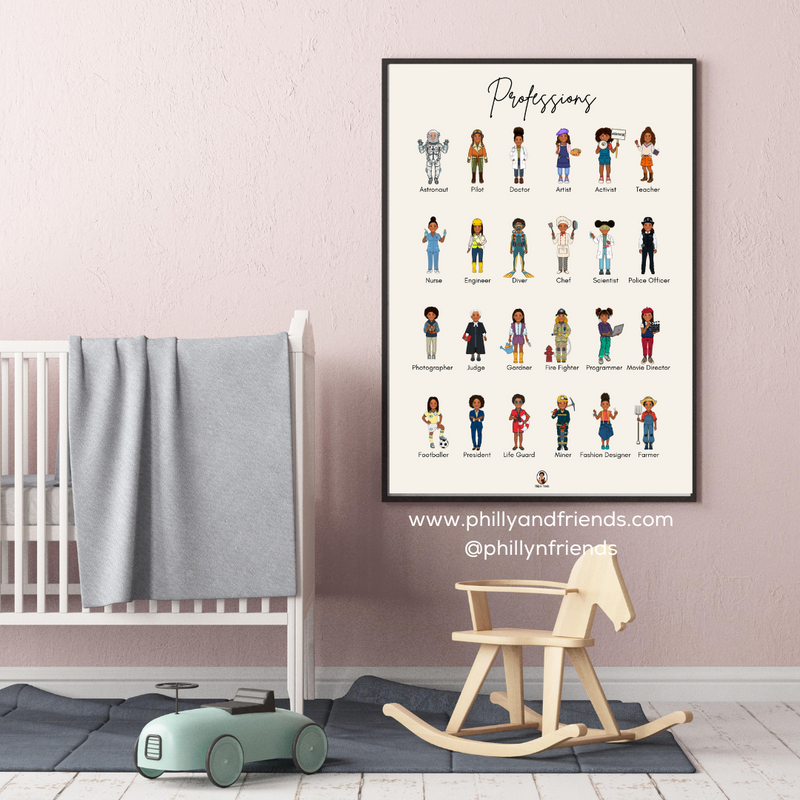 Occupations Poster for Kids - 24 Professions Illustrated