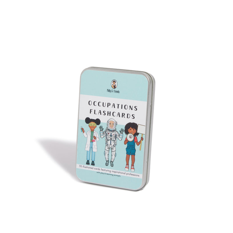 Occupations Flashcards in a Tin Box (35 Illustrated Careers)