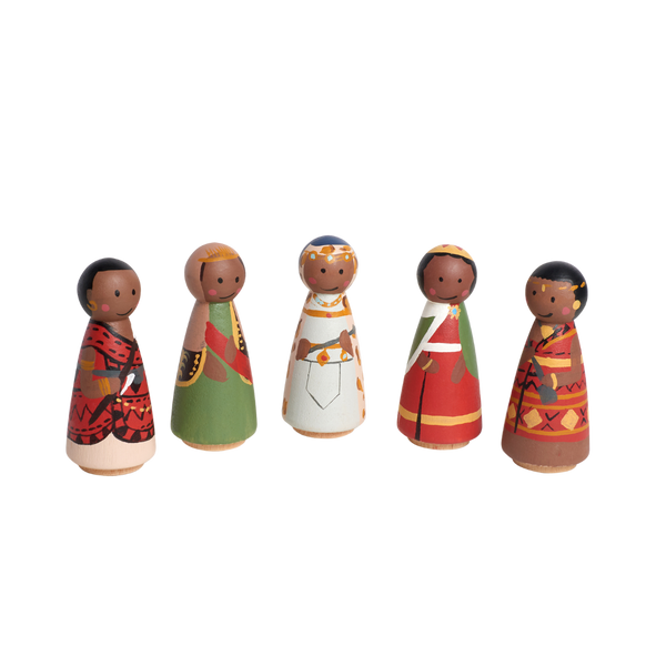 african wooden peg doll 